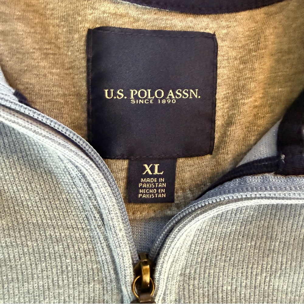U.S. Polo Assn. blue 1/4 zip pullover sweater NWT Size XL - Picture 6 of 11
